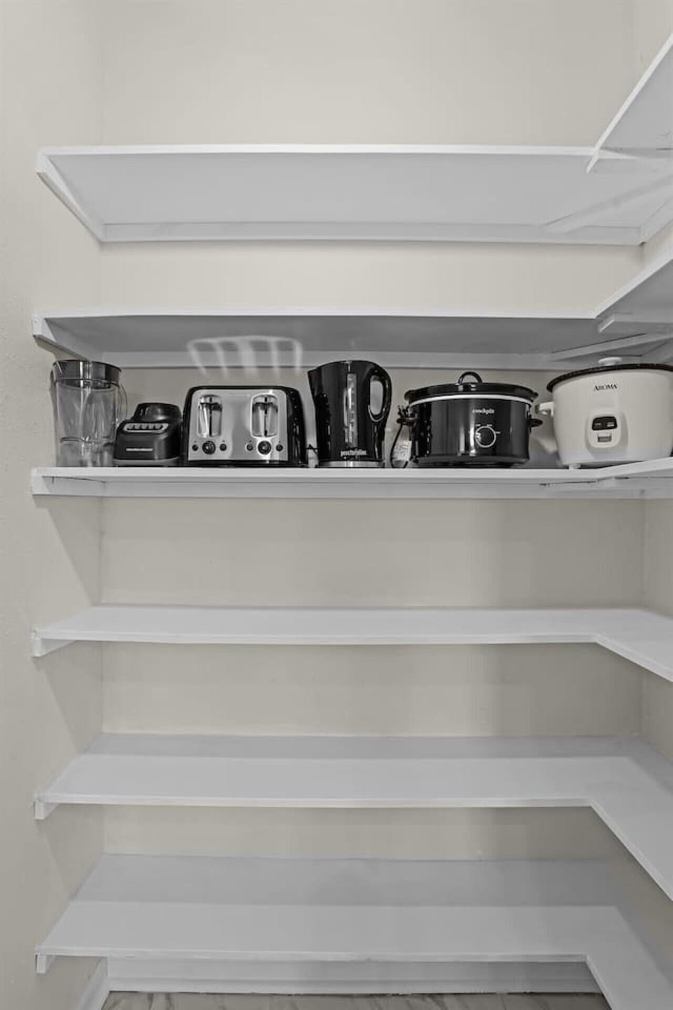 Complete kitchen utensils and appliances for your meal preparation.