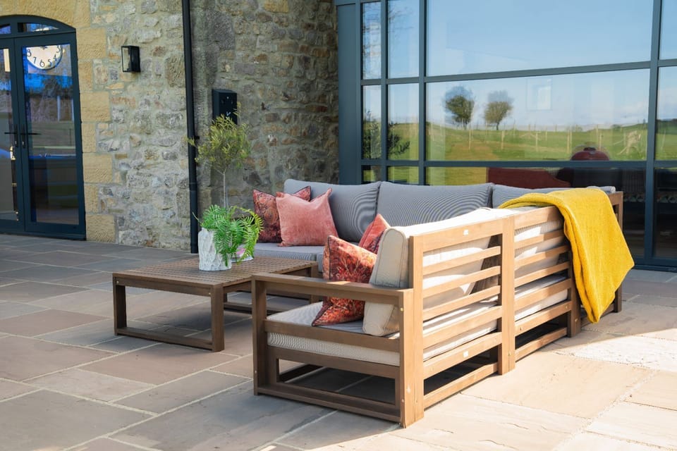 Outdoor seating at Dragonfly, North Yorkshire.