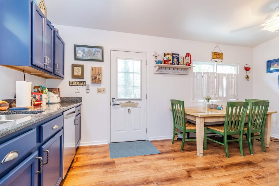 Enter our home from the front porch/driveway side of house, into the kitchen