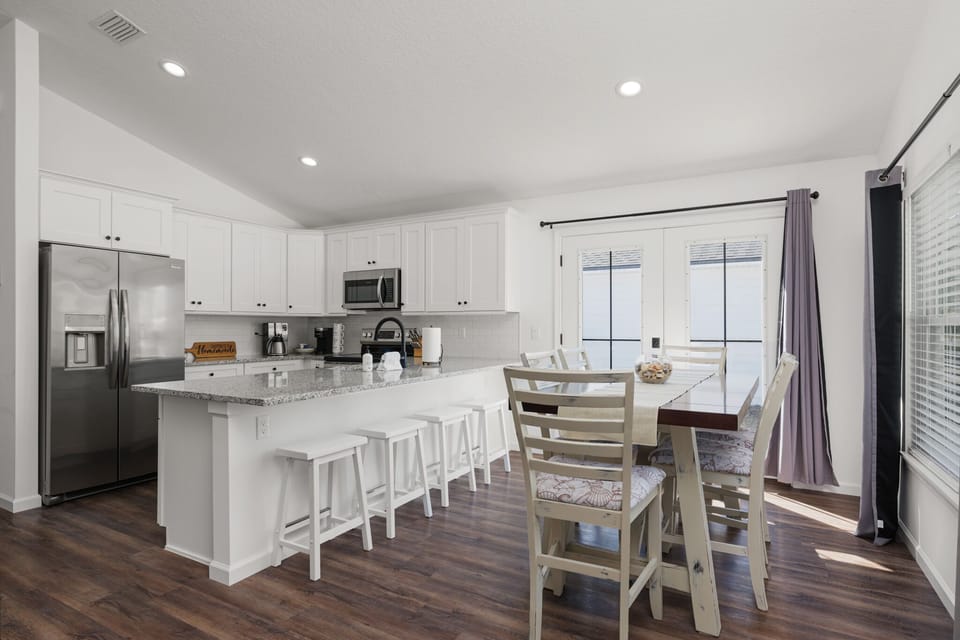 Beautiful gathering space for conversation, drinks, and meals together