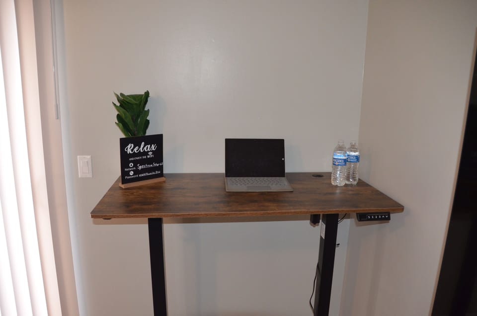 Workspace.  Laptop pictured for space perspective only. 