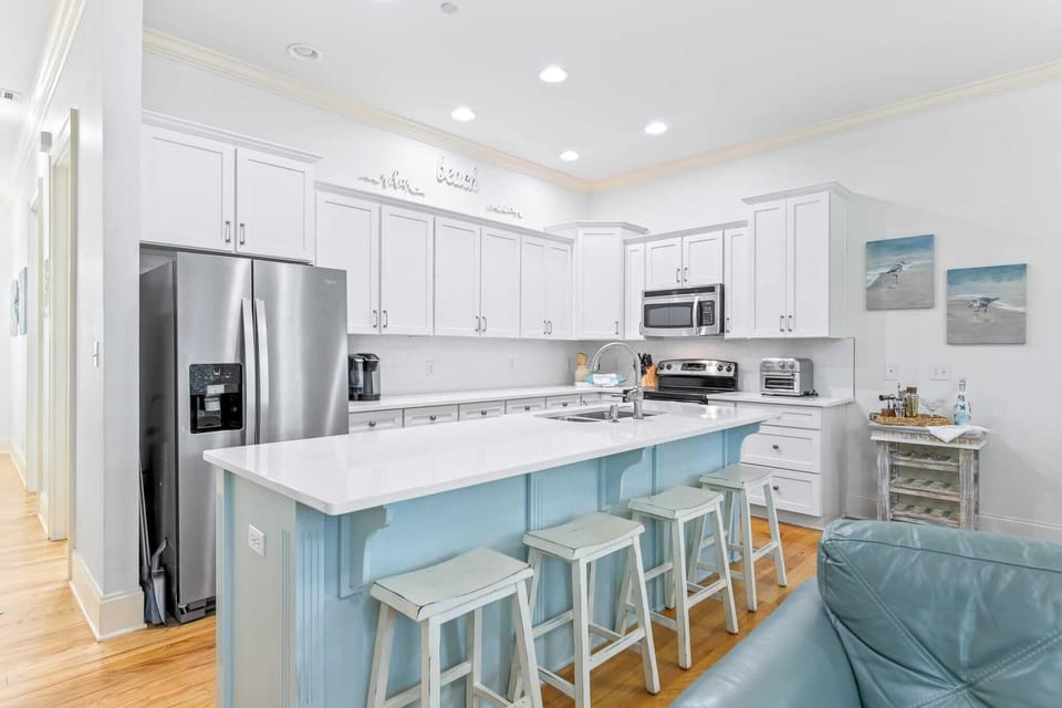 Modern kitchen with island seating for 4