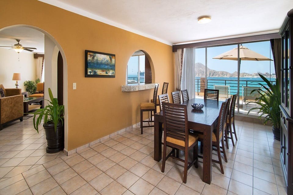 Seaside dining area - feast your eyes on Los Cabos' beauty!