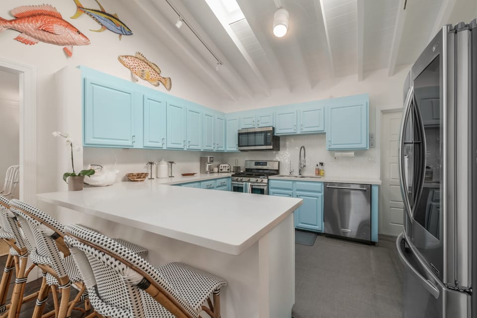 The kitchen is stocked with everything you need for a wonderful vacation.