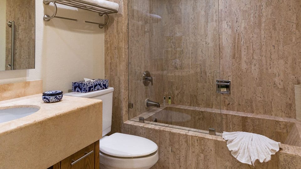 Luxurious Travertine Bath - Pamper & Unwind at Villa del Palmar.