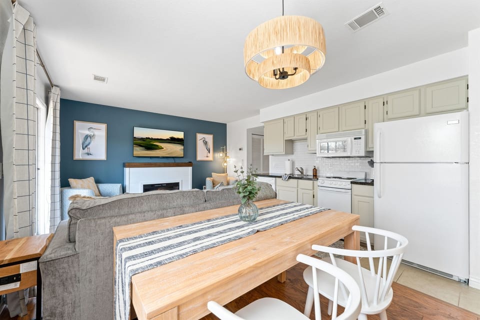 Dining, Living and Kitchen with washer/dryer for your convenience