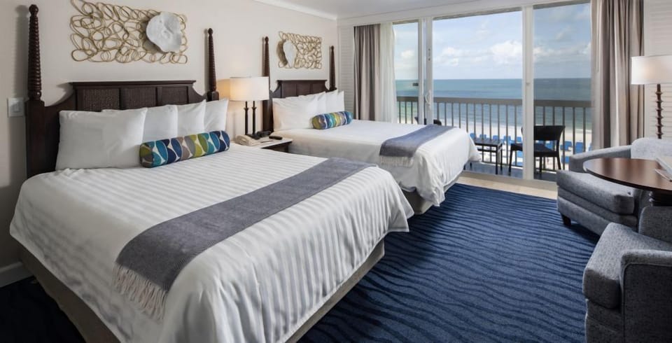 Stretch out together with oceanfront views and plush comfort.