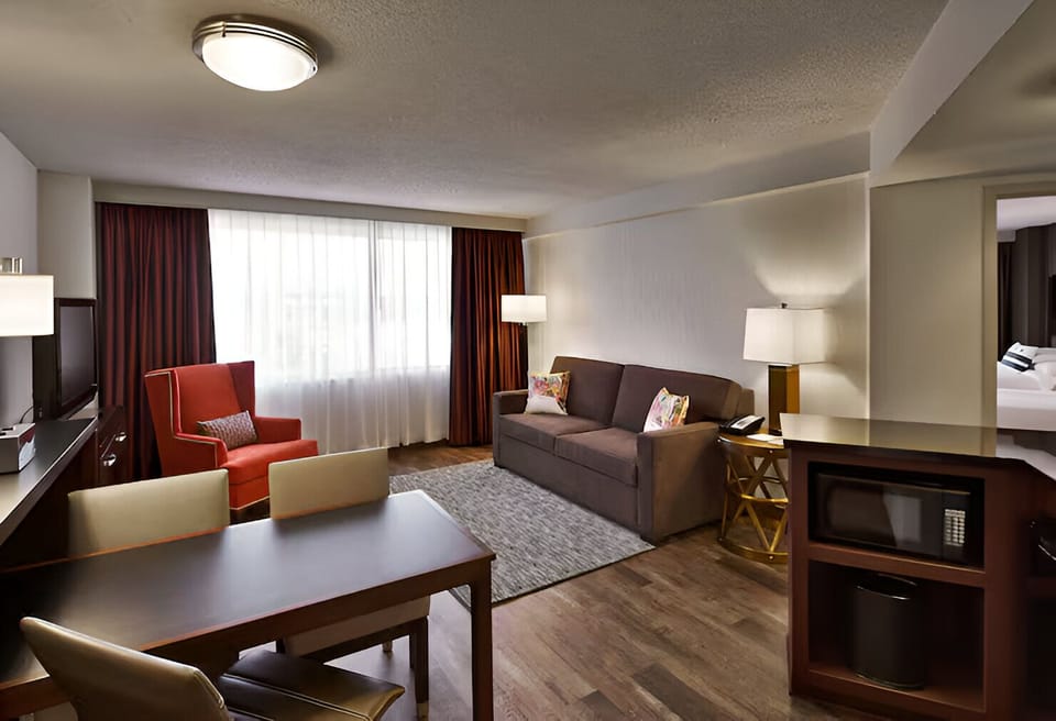 Stretch out in the bright living area with plush seating.