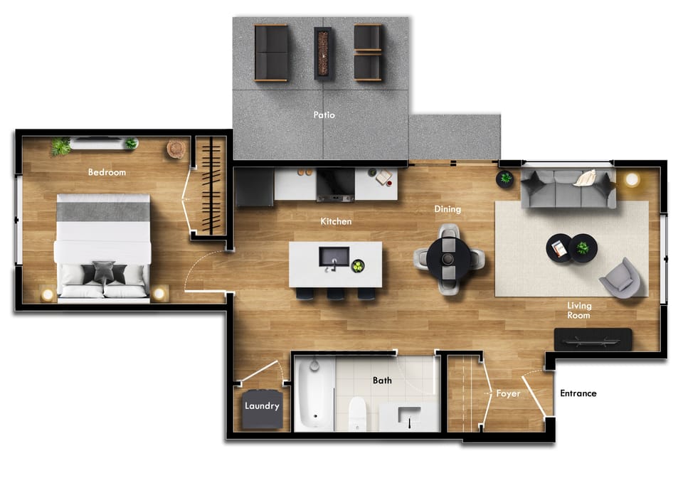 Suite floor plan & fire pit setup