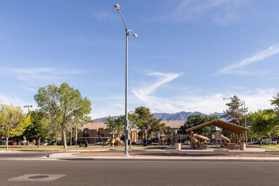 The neighborhood has beautiful views of the Virgin Valley Mountains.  A park is right across the street.