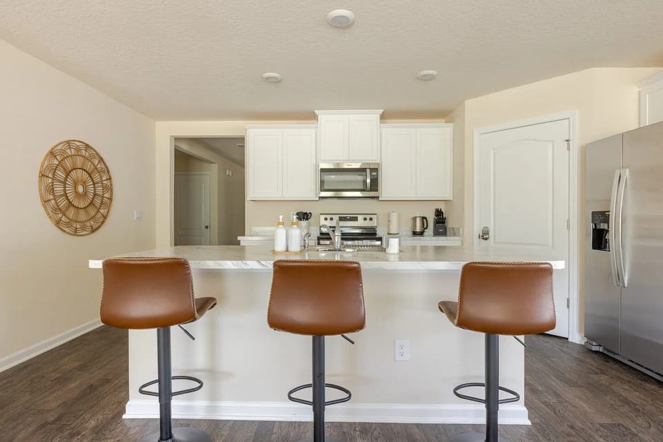 Open concept kitchen is fully stocked