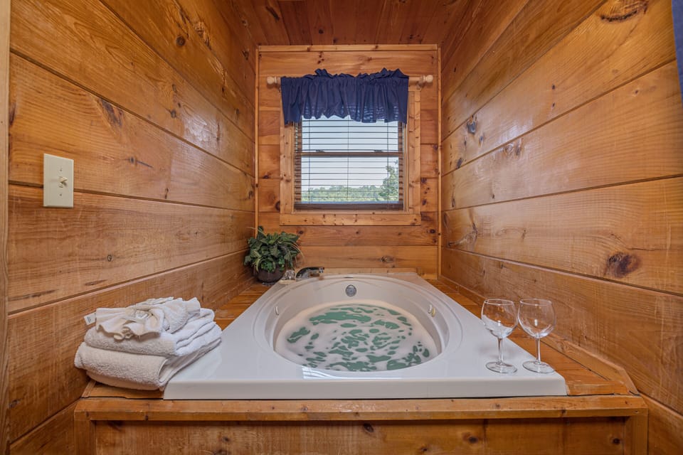 Jetted jacuzzi for relaxation and stress relief.