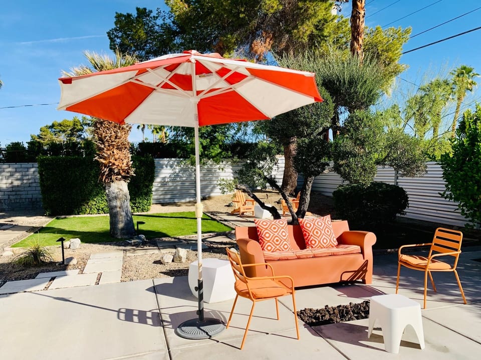 This is one of four outdoor lounge areas.