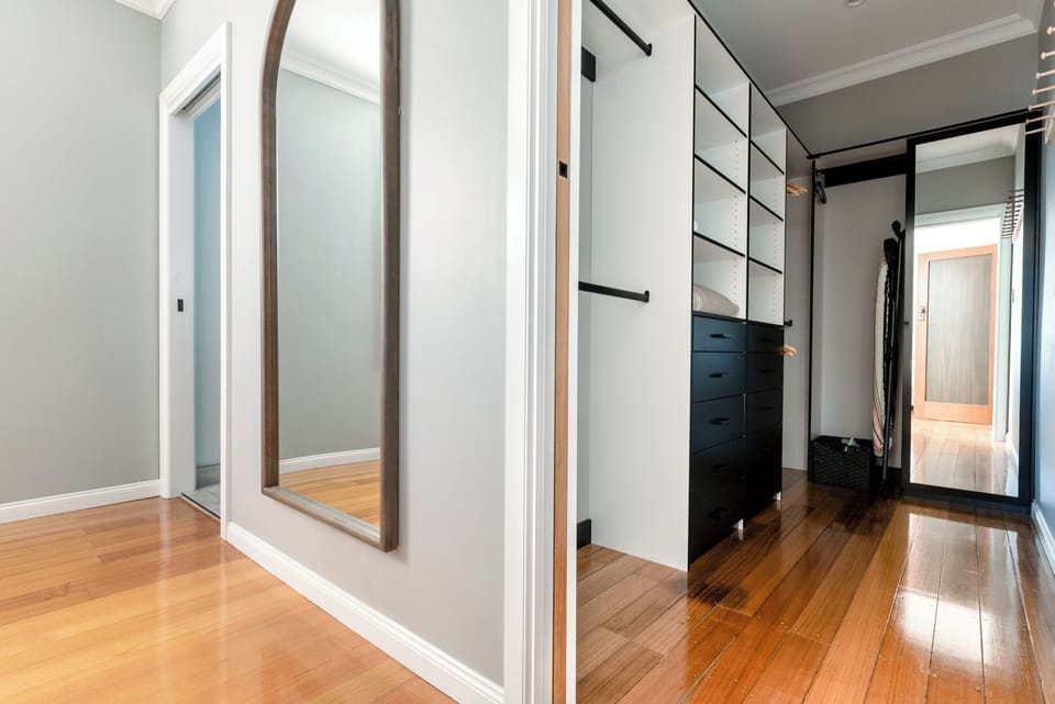 Generous walk-in wardrobe