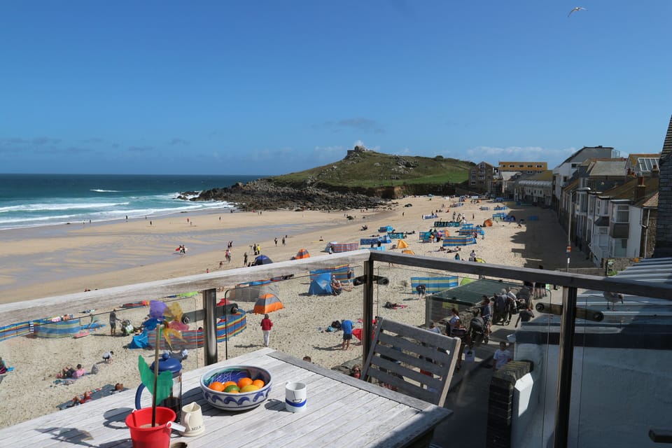 Brantwood's balcony overlooks Porthmeor beach