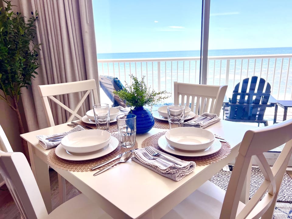 Enjoy Views and TV from Living Room Dining Table