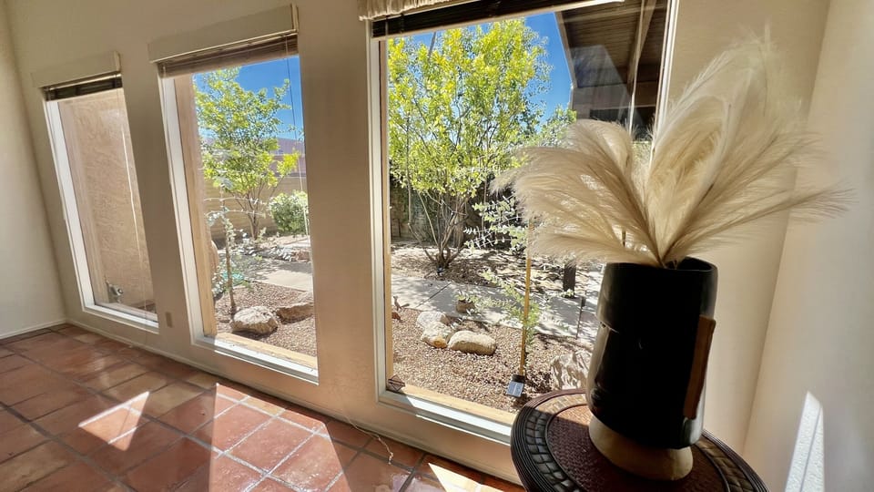 Living room view of backyard