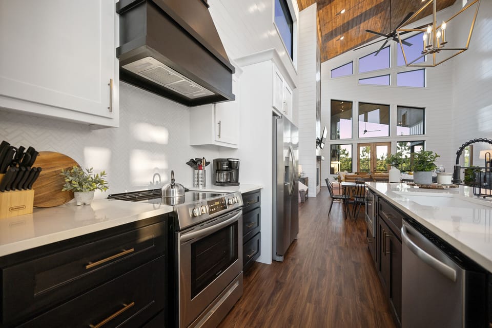 The fully equipped kitchen with stainless steel appliances!