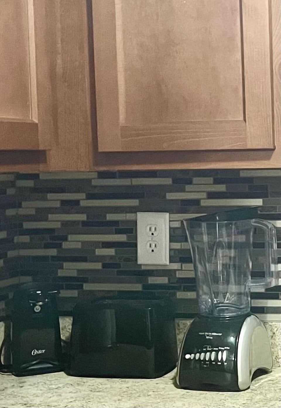 Electric can opener, blender, toaster.