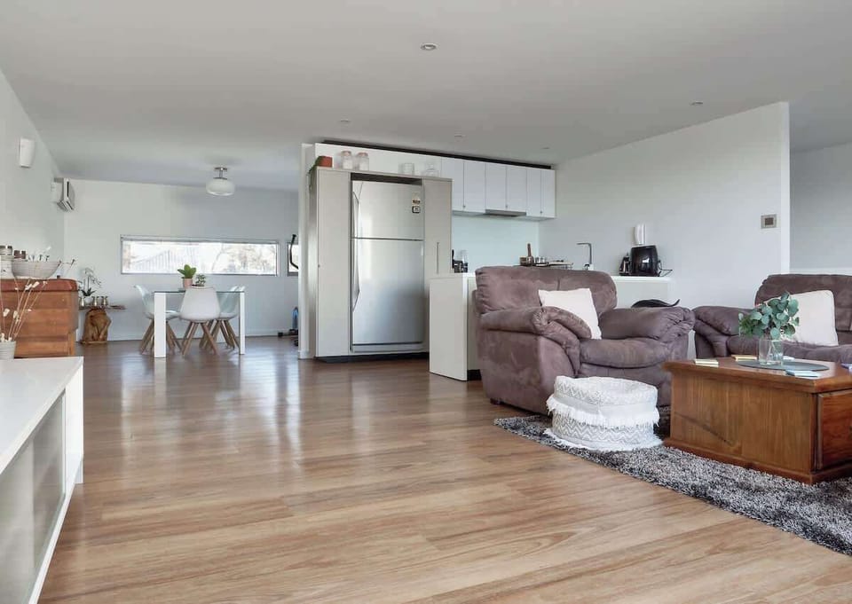 Spacious open plan living, kitchen and dining areas