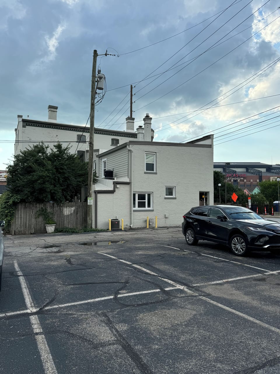 Free parking at the rear of the property as shown in the photo.