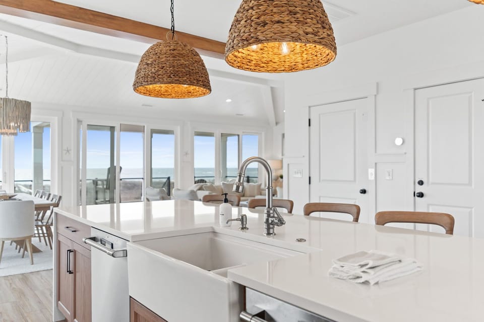 Ocean and sound views from the kitchen