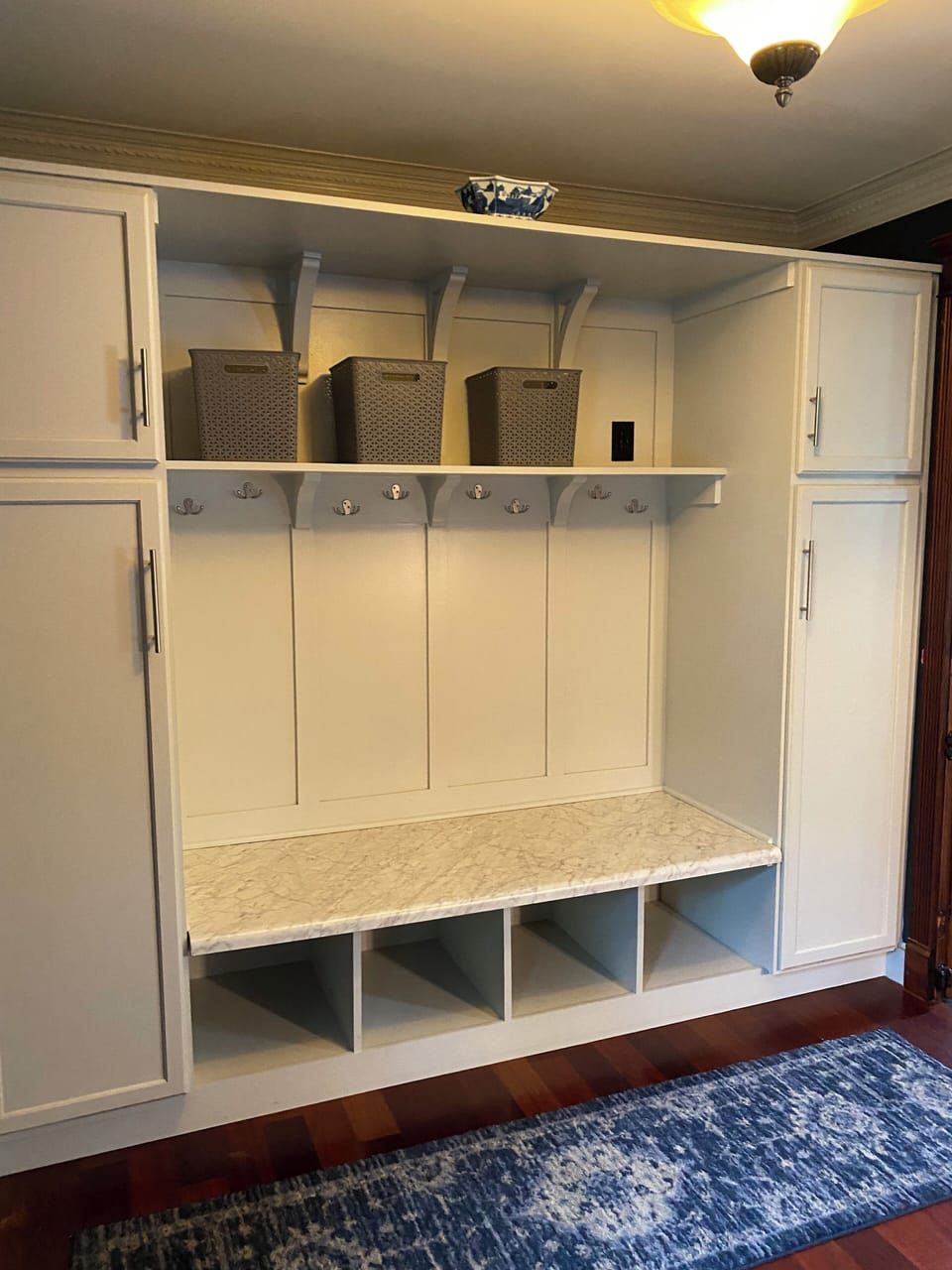 Office on first floor, door can be closed for quiet work space. 