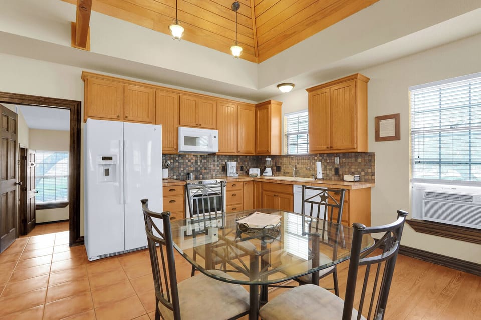 Large kitchen with open concept dining area