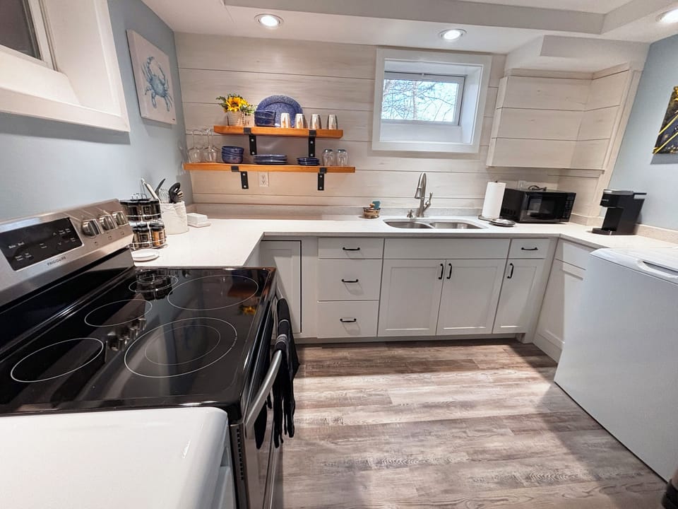 Kitchen with Coffee supplies, Washer and Dryer