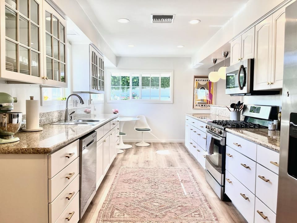The kitchen is HUGE! And we have it all set up with everything you'll need.