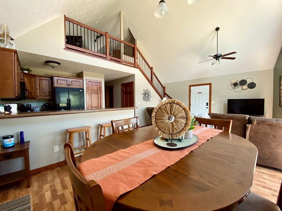 Dining room, kitchen and living room