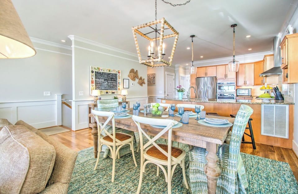 Dining room table has a leaf that will open for additional seating space. 