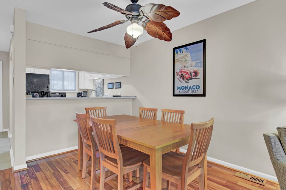 Dining area located between the living area and kitchen.