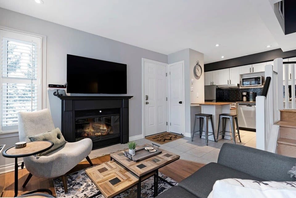 Electric Fireplace perfect for relaxing by after a long day outside exploring the area.