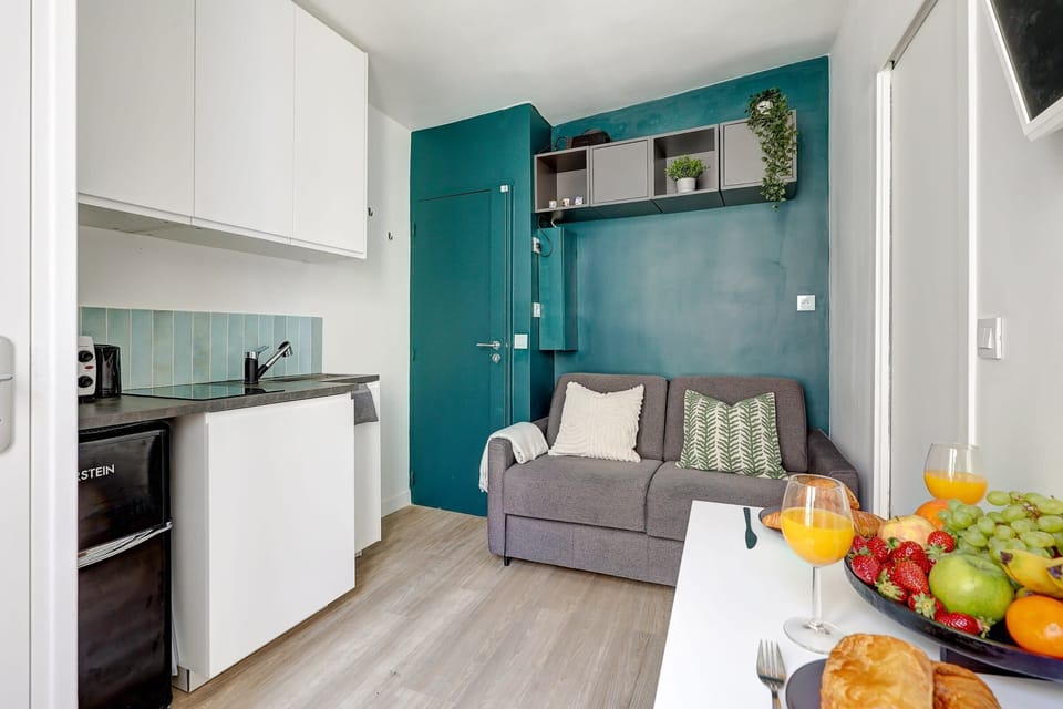 The open-plan living, kitchen and dining area