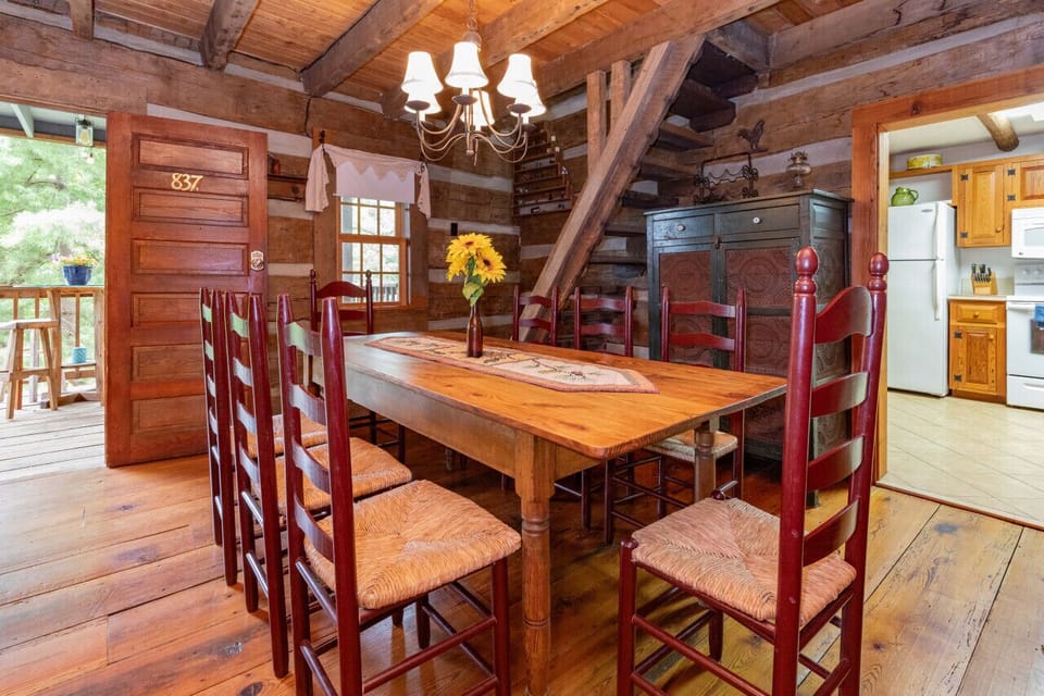 Cook a cozy meal and enjoy at this rustic dining table.