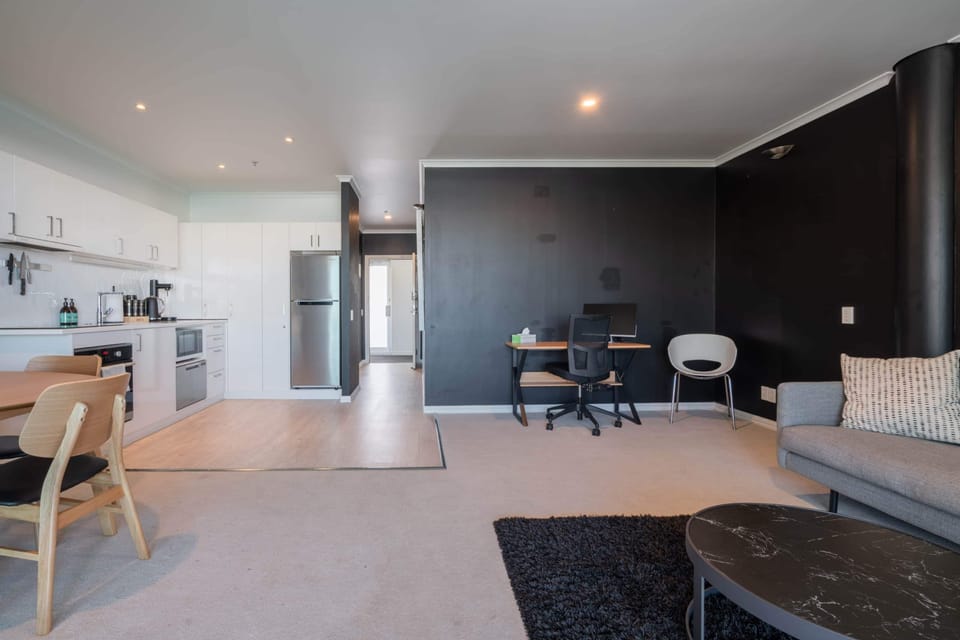 from deck into the lounge - bedroom through that big black wall