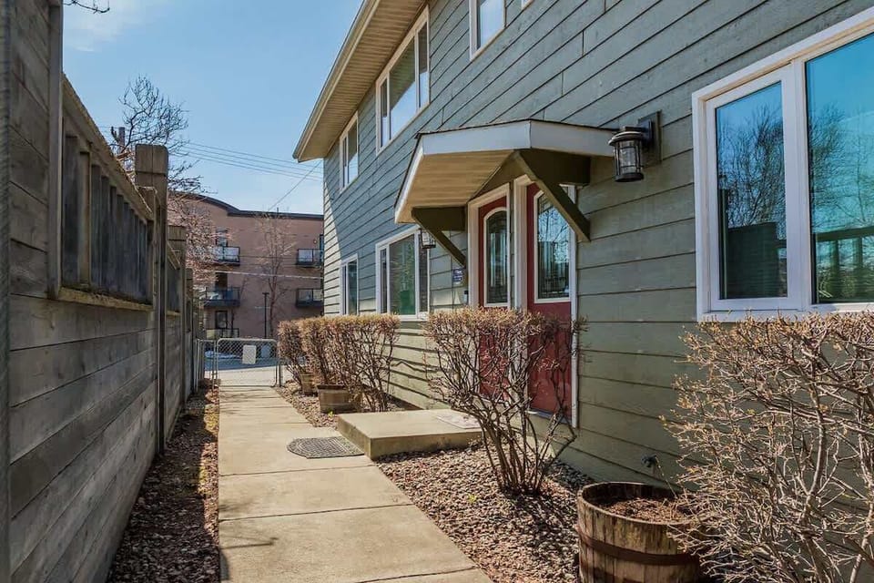 Sidewalk with parking on both sides
