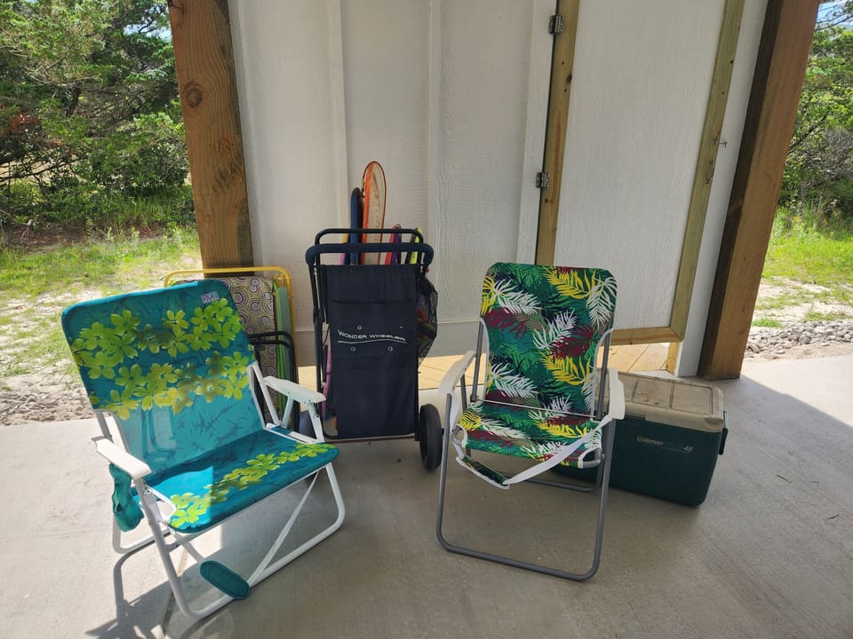 beach chairs, beach cart, boogie boards, beach toys and games for guest use! 