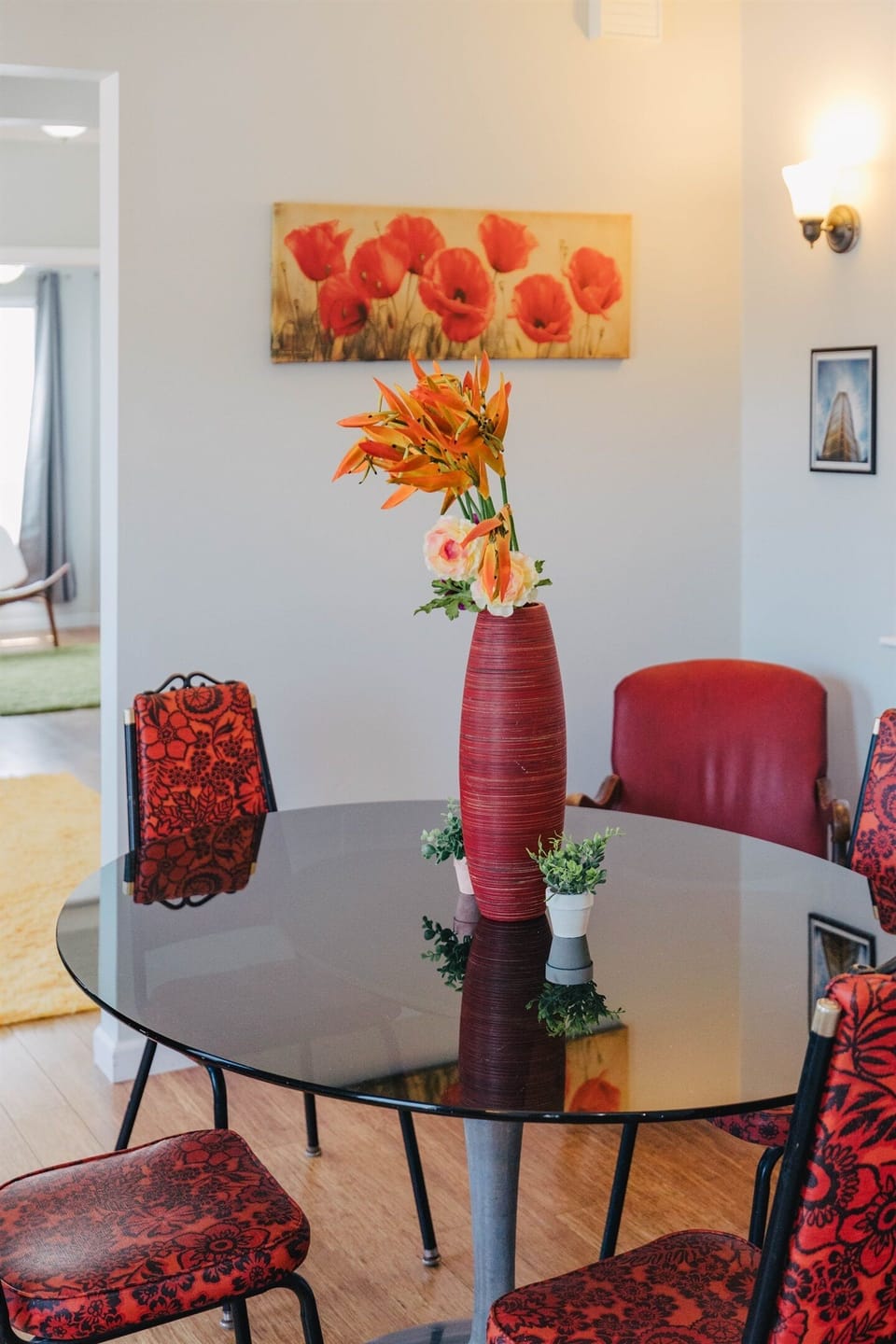 Enjoy family-style meals in this warm and welcoming dining area.