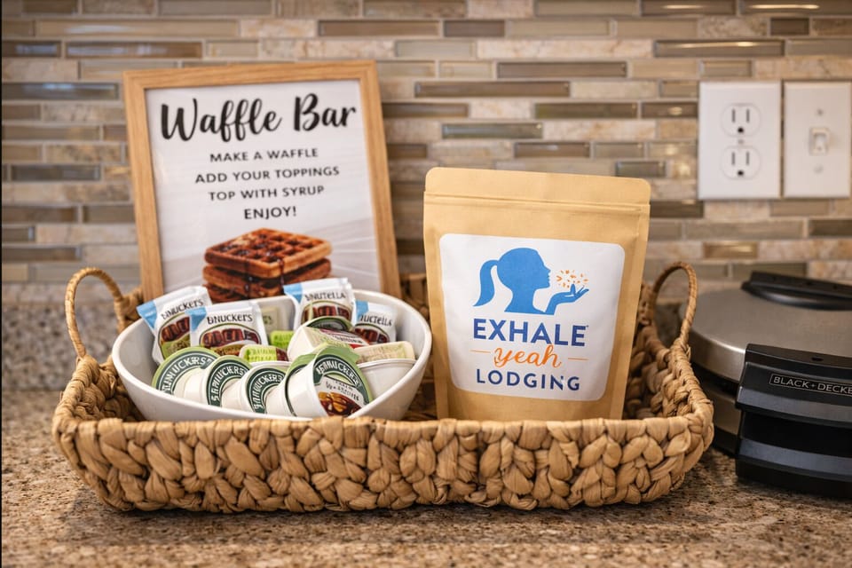 Start your morning right at our Waffle Bar. Mix, pour, top it your way, and enjoy a cozy homemade breakfast.