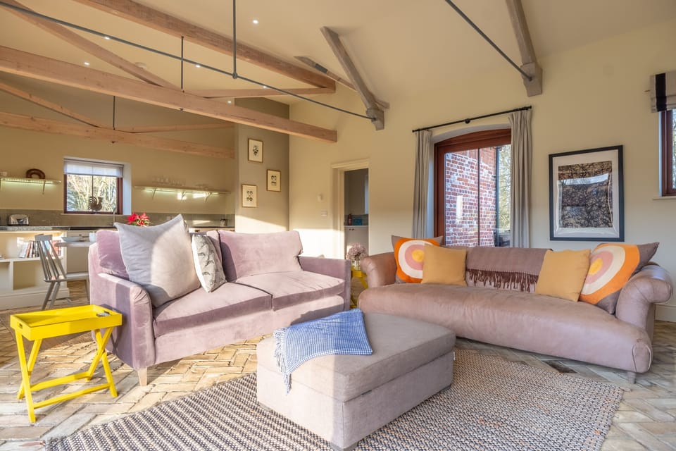 Sitting area with wood burning stove
