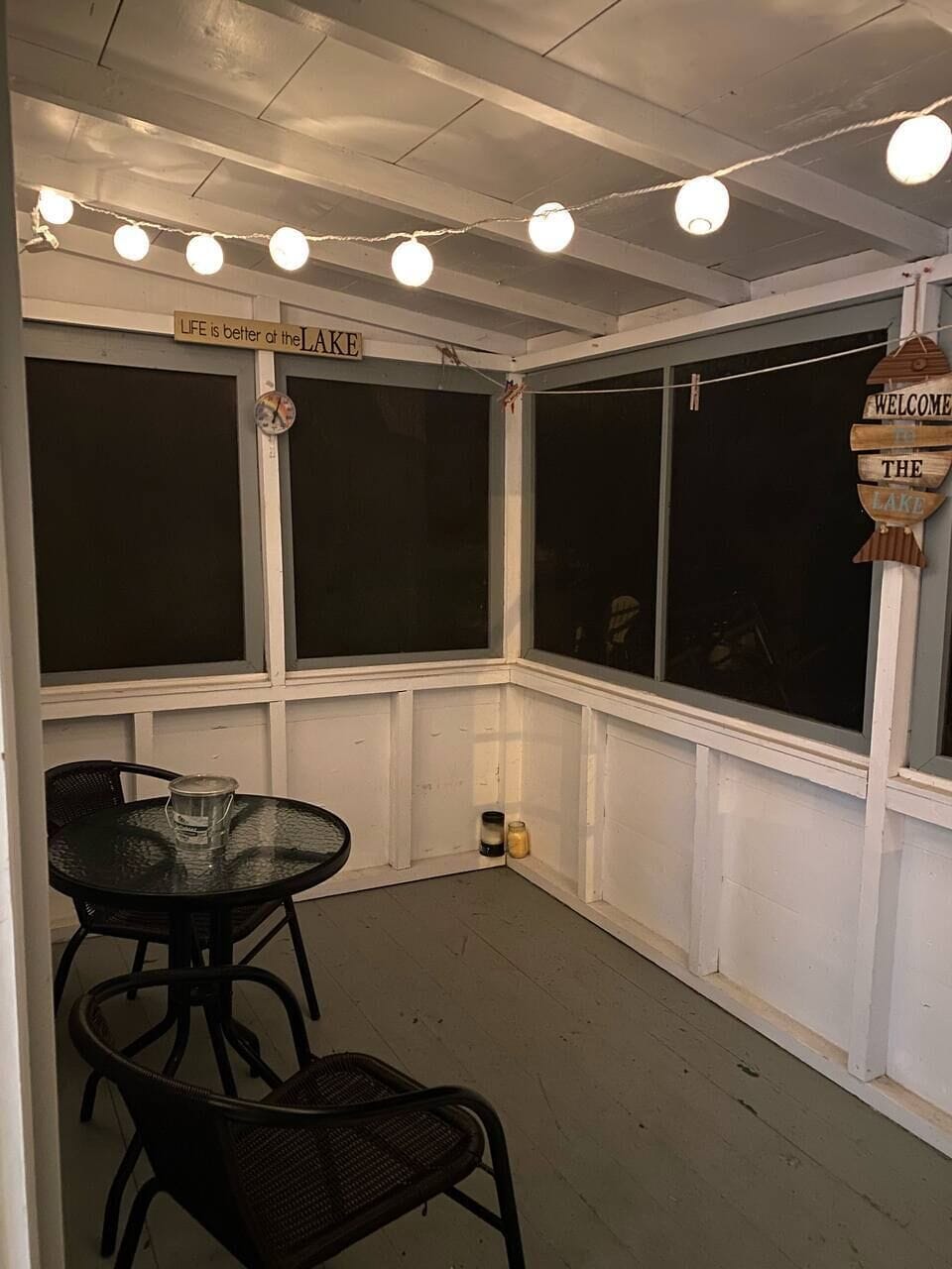Picture it: a glass of wine under the fairy lights