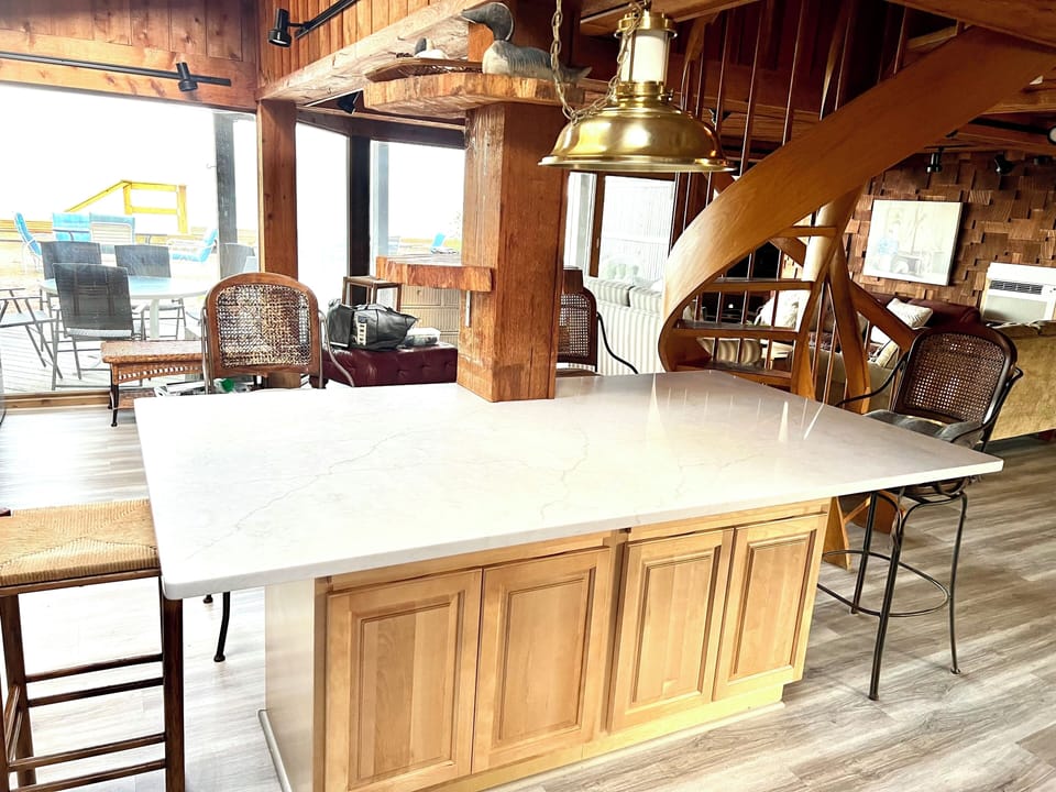 New kitchen bar style countertop and seating
