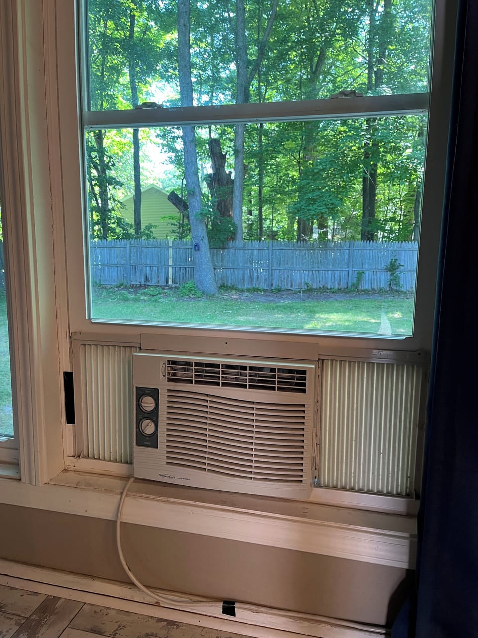 AC unit located in living room, please note this home does NOT have central air.