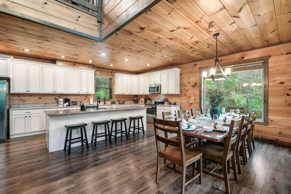 Sleek kitchen with stainless steel appliances for easy meal prep.