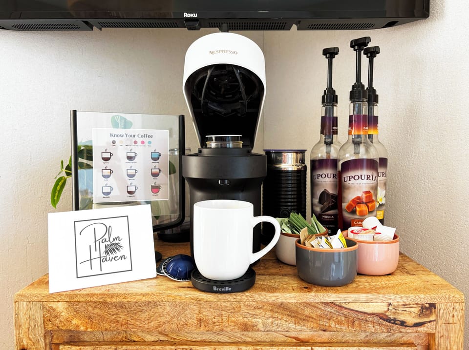 Even a fully stocked coffee bar!