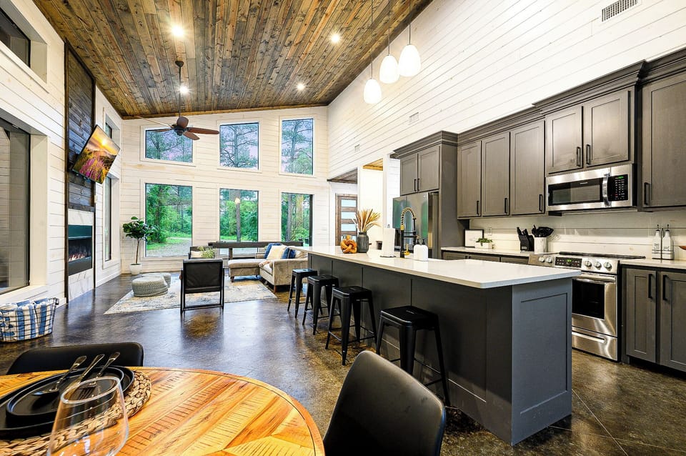 Just across the living area is the spacious kitchen