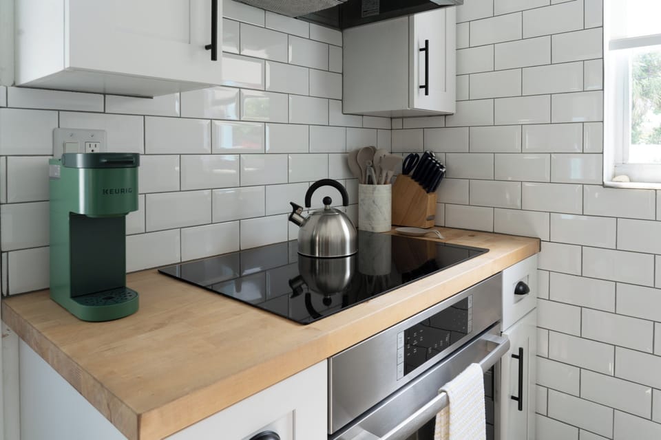 Keurig machine, tea kettle and new appliances.