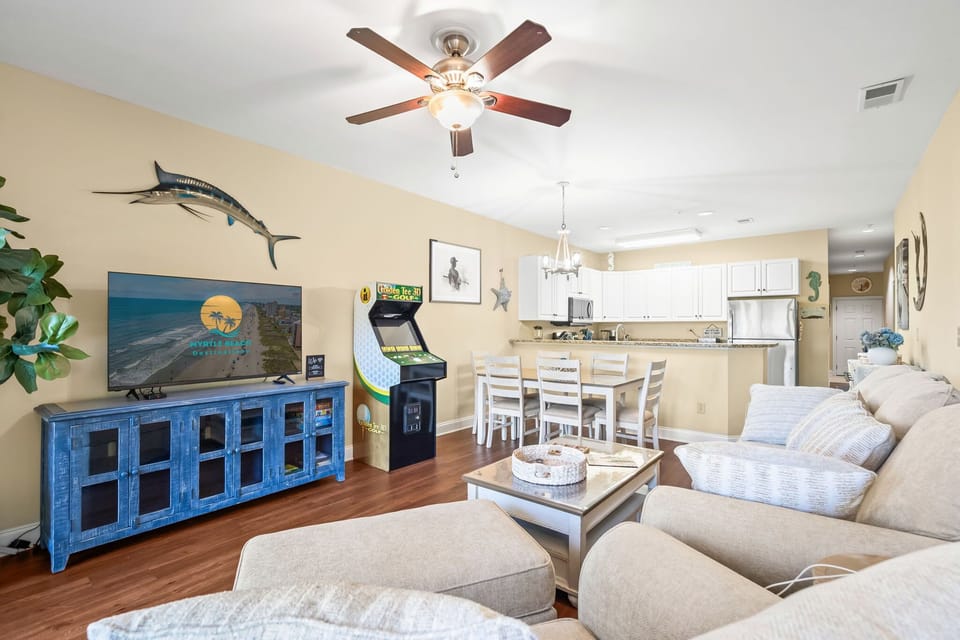 Living area with arcade game